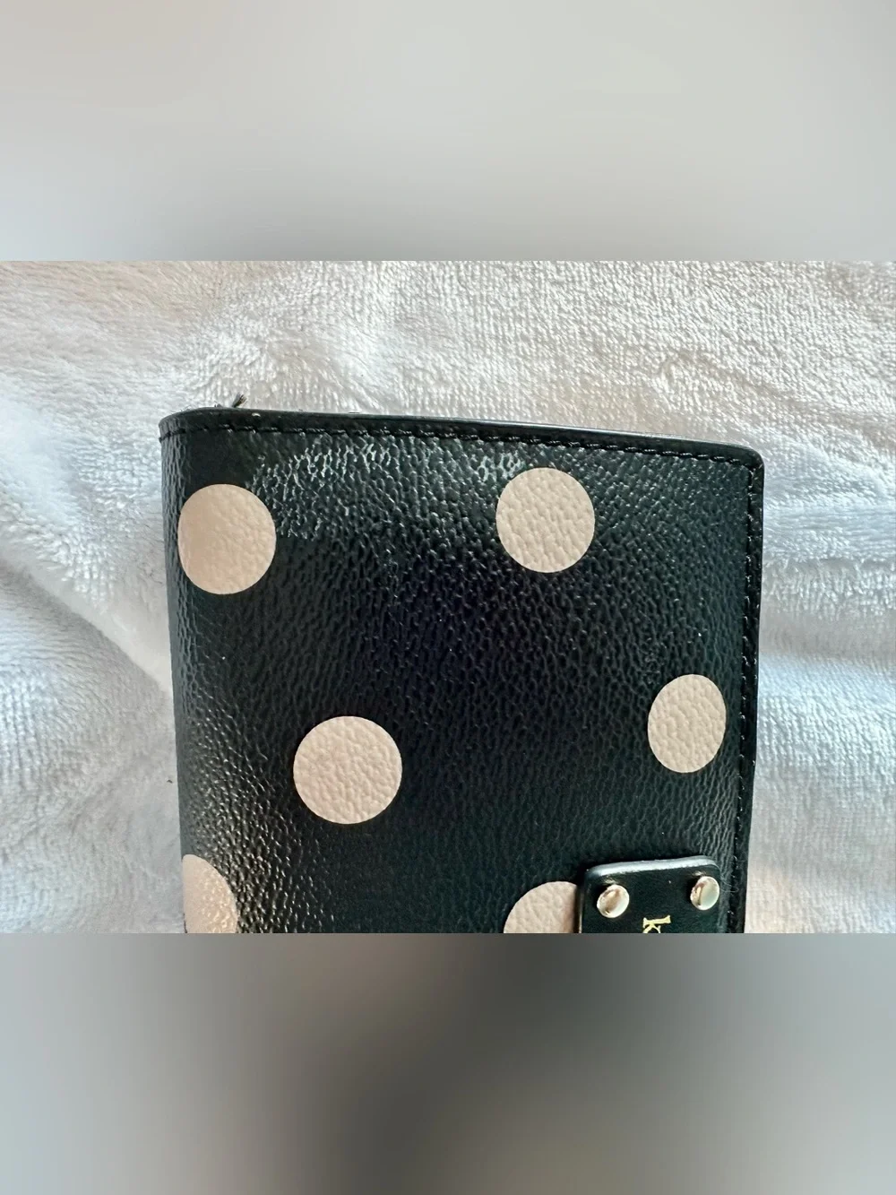 kate spade Camryn Wellesley Black & Cream Polka Dot Handbag W/ Matching Wallet